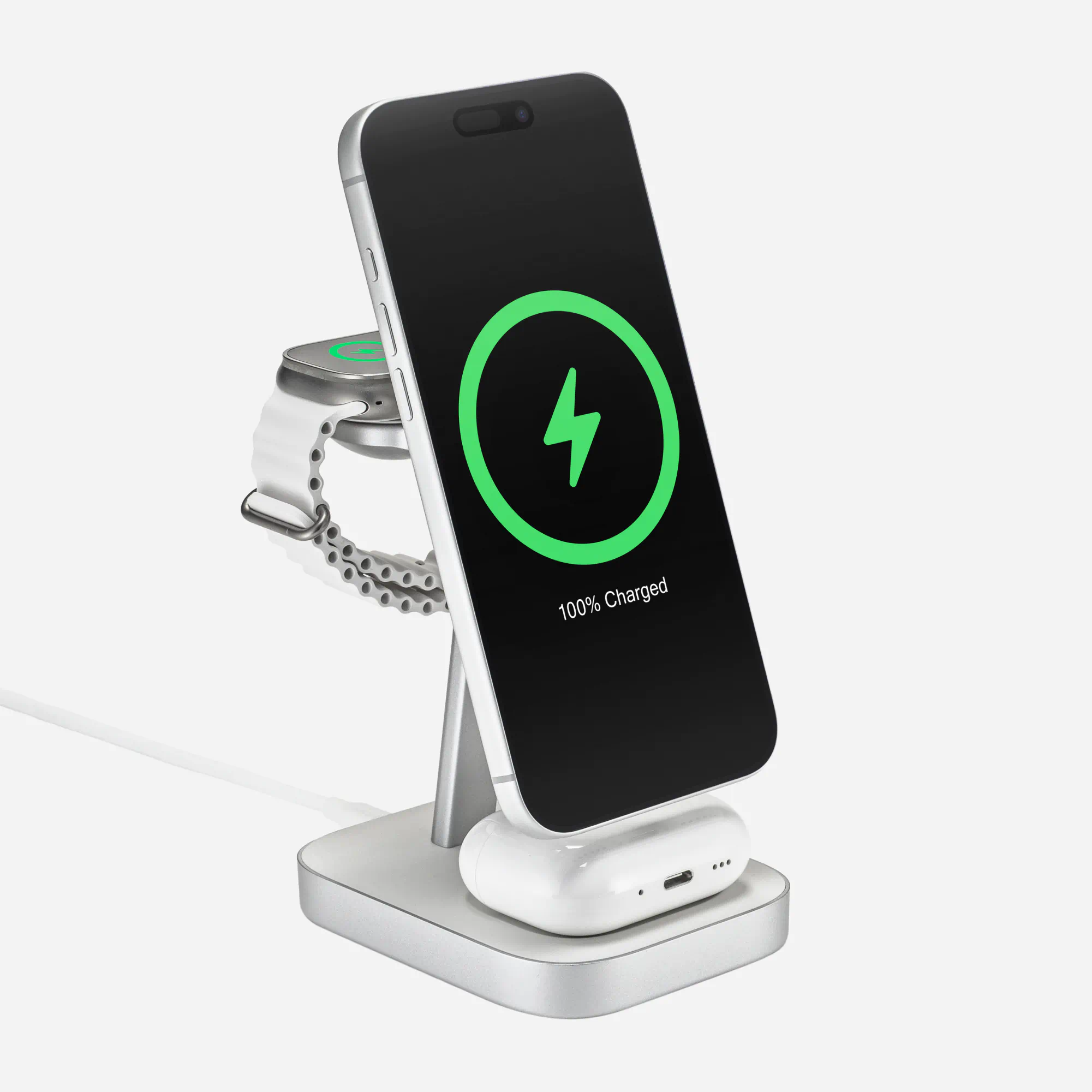 3-in-1 Wireless Charge Stand - White